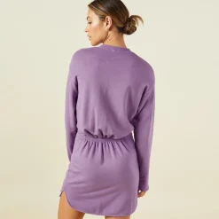 MONROW Supersoft Fleece Sweatshirt Dress ASTERPURPLE Outlet